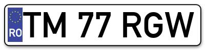 Placuta inmatriculare numar auto  TM-77-RGW, TM 77 RGW, TM77RGW