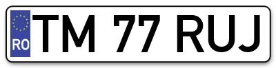 Placuta inmatriculare numar auto  TM-77-RUJ, TM 77 RUJ, TM77RUJ