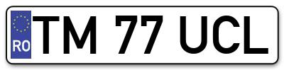 Placuta inmatriculare numar auto  TM-77-UCL, TM 77 UCL, TM77UCL
