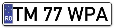 Placuta inmatriculare numar auto  TM-77-WPA, TM 77 WPA, TM77WPA