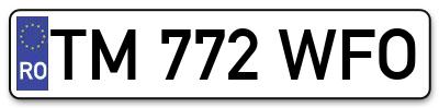 Placuta inmatriculare numar auto  TM-772-WFO, TM 772 WFO, TM772WFO