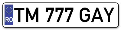 Placuta inmatriculare numar auto  TM-777-GAY, TM 777 GAY, TM777GAY