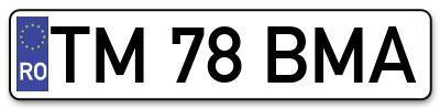 Placuta inmatriculare numar auto  TM-78-BMA, TM 78 BMA, TM78BMA