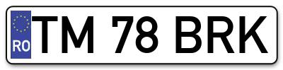Placuta inmatriculare numar auto  TM-78-BRK, TM 78 BRK, TM78BRK
