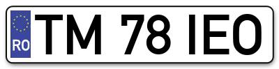 Placuta inmatriculare numar auto  TM-78-IEO, TM 78 IEO, TM78IEO
