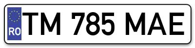 Placuta inmatriculare numar auto  TM-785-MAE, TM 785 MAE, TM785MAE