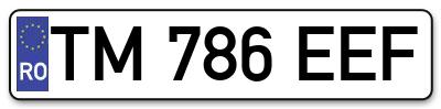 Placuta inmatriculare numar auto  TM-786-EEF, TM 786 EEF, TM786EEF
