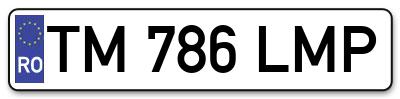 Placuta inmatriculare numar auto  TM-786-LMP, TM 786 LMP, TM786LMP