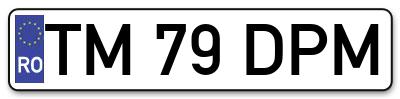 Placuta inmatriculare numar auto  TM-79-DPM, TM 79 DPM, TM79DPM