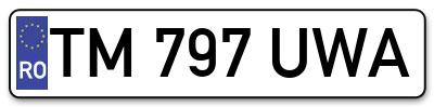 Placuta inmatriculare numar auto  TM-797-UWA, TM 797 UWA, TM797UWA