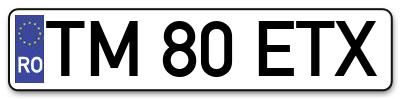 Placuta inmatriculare numar auto  TM-80-ETX, TM 80 ETX, TM80ETX