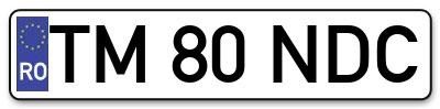 Placuta inmatriculare numar auto  TM-80-NDC, TM 80 NDC, TM80NDC