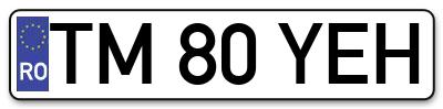 Placuta inmatriculare numar auto  TM-80-YEH, TM 80 YEH, TM80YEH