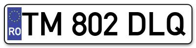 Placuta inmatriculare numar auto  TM-802-DLQ, TM 802 DLQ, TM802DLQ