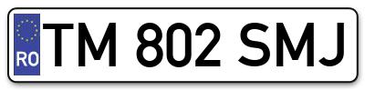 Placuta inmatriculare numar auto  TM-802-SMJ, TM 802 SMJ, TM802SMJ