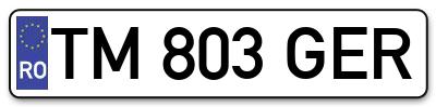Placuta inmatriculare numar auto  TM-803-GER, TM 803 GER, TM803GER