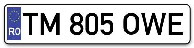 Placuta inmatriculare numar auto  TM-805-OWE, TM 805 OWE, TM805OWE