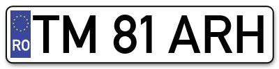 Placuta inmatriculare numar auto  TM-81-ARH, TM 81 ARH, TM81ARH