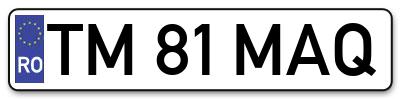 Placuta inmatriculare numar auto  TM-81-MAQ, TM 81 MAQ, TM81MAQ