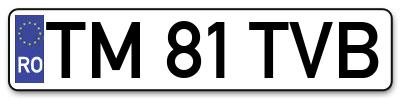 Placuta inmatriculare numar auto  TM-81-TVB, TM 81 TVB, TM81TVB