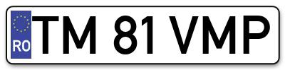 Placuta inmatriculare numar auto  TM-81-VMP, TM 81 VMP, TM81VMP