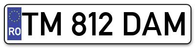Placuta inmatriculare numar auto  TM-812-DAM, TM 812 DAM, TM812DAM