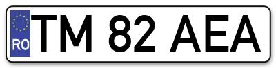 Placuta inmatriculare numar auto  TM-82-AEA, TM 82 AEA, TM82AEA