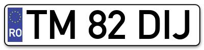 Placuta inmatriculare numar auto  TM-82-DIJ, TM 82 DIJ, TM82DIJ
