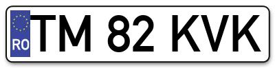 Placuta inmatriculare numar auto  TM-82-KVK, TM 82 KVK, TM82KVK