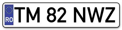 Placuta inmatriculare numar auto  TM-82-NWZ, TM 82 NWZ, TM82NWZ