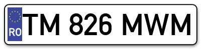Placuta inmatriculare numar auto  TM-826-MWM, TM 826 MWM, TM826MWM