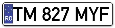 Placuta inmatriculare numar auto  TM-827-MYF, TM 827 MYF, TM827MYF