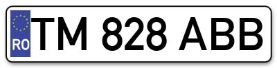 Placuta inmatriculare numar auto  TM-828-ABB, TM 828 ABB, TM828ABB