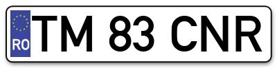 Placuta inmatriculare numar auto  TM-83-CNR, TM 83 CNR, TM83CNR