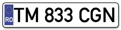 Placuta inmatriculare numar auto  TM-833-CGN, TM 833 CGN, TM833CGN