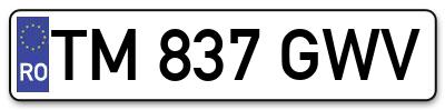 Placuta inmatriculare numar auto  TM-837-GWV, TM 837 GWV, TM837GWV