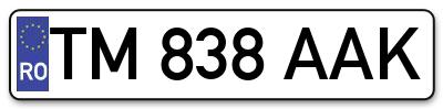 Placuta inmatriculare numar auto  TM-838-AAK, TM 838 AAK, TM838AAK