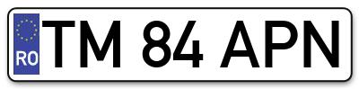 Placuta inmatriculare numar auto  TM-84-APN, TM 84 APN, TM84APN