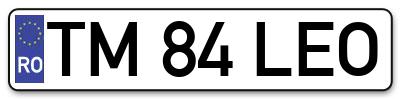 Placuta inmatriculare numar auto  TM-84-LEO, TM 84 LEO, TM84LEO