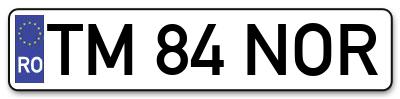 Placuta inmatriculare numar auto  TM-84-NOR, TM 84 NOR, TM84NOR