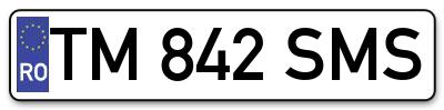 Placuta inmatriculare numar auto  TM-842-SMS, TM 842 SMS, TM842SMS