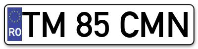 Placuta inmatriculare numar auto  TM-85-CMN, TM 85 CMN, TM85CMN