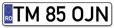 Placuta inmatriculare numar auto  TM-85-OJN, TM 85 OJN, TM85OJN