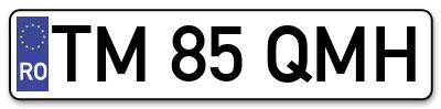 Placuta inmatriculare numar auto  TM-85-QMH, TM 85 QMH, TM85QMH