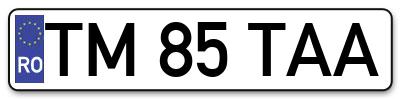 Placuta inmatriculare numar auto  TM-85-TAA, TM 85 TAA, TM85TAA