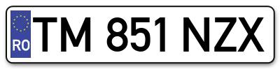 Placuta inmatriculare numar auto  TM-851-NZX, TM 851 NZX, TM851NZX