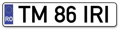 Placuta inmatriculare numar auto  TM-86-IRI, TM 86 IRI, TM86IRI