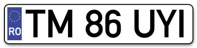 Placuta inmatriculare numar auto  TM-86-UYI, TM 86 UYI, TM86UYI