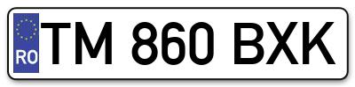 Placuta inmatriculare numar auto  TM-860-BXK, TM 860 BXK, TM860BXK