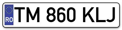 Placuta inmatriculare numar auto  TM-860-KLJ, TM 860 KLJ, TM860KLJ